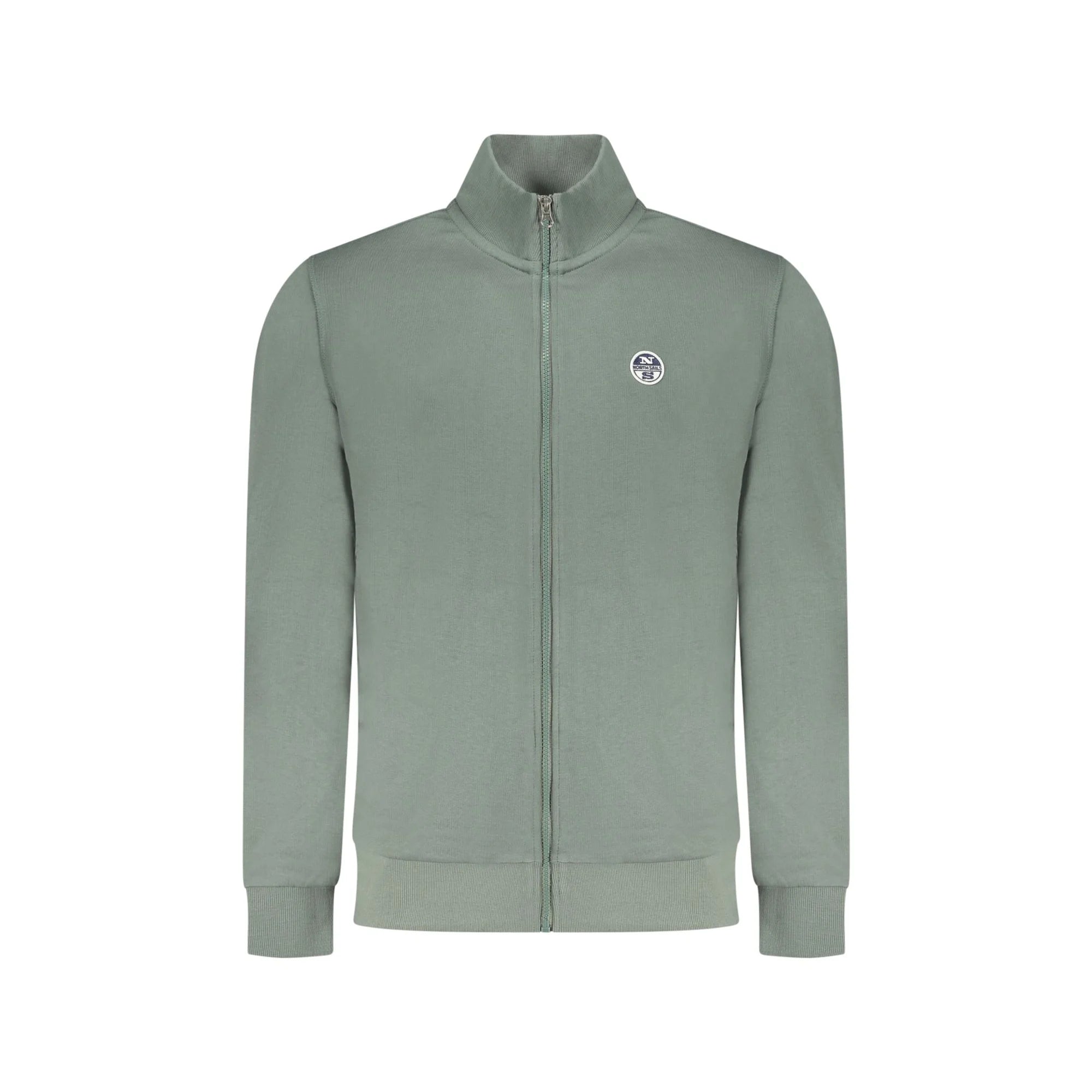 North Sails Felpa Uomo Zip Garzata Tasche Applicazione Logo Felpe Verde - foto prodotto